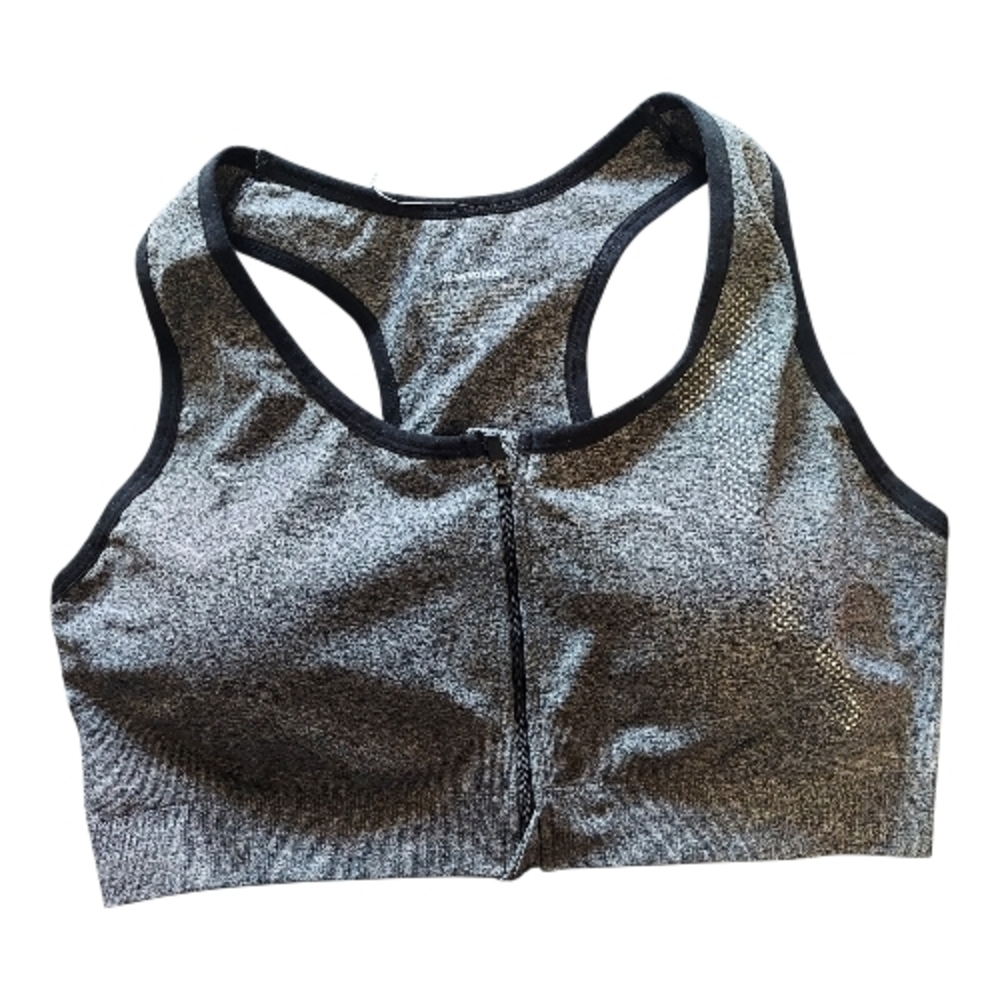 Sleek Black and Gray Padded Sports Bra
